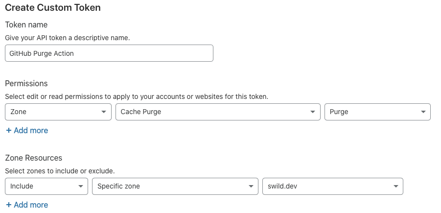 Screenshot of how to create a API token in the Cloudflare control panel